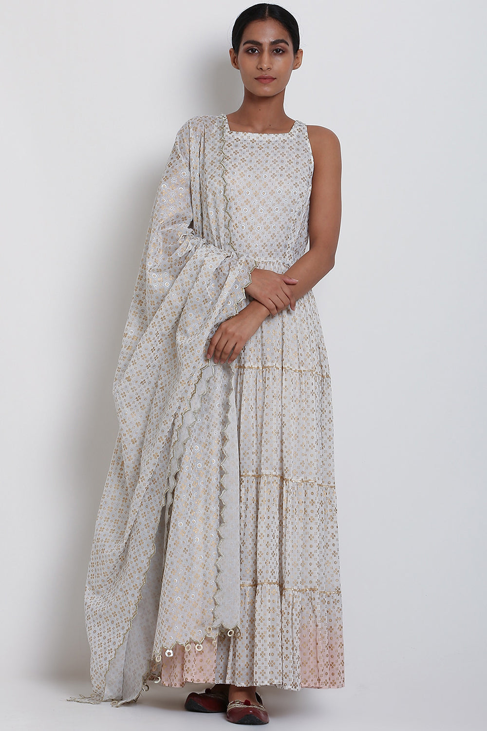 Embroidered Ombre White Kurta Set - Auraya Fashion - Seema Nanda - 