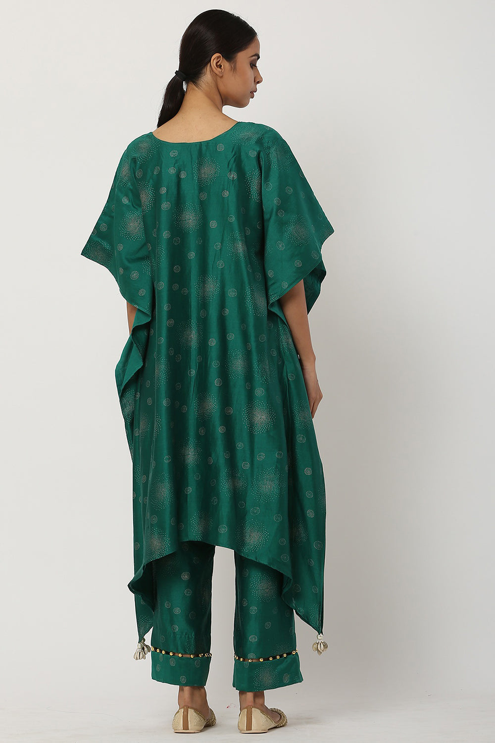 Gota Patti Opal Green Kaftan Set - Auraya Fashion 