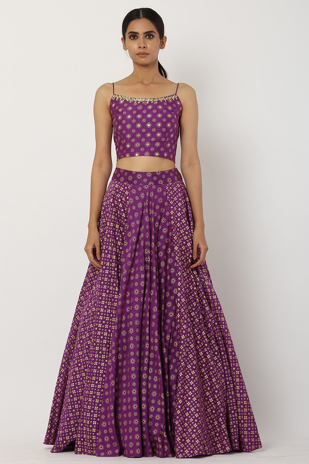 Chanderi Silk Purple Lehenga Set - Auraya Fashion 