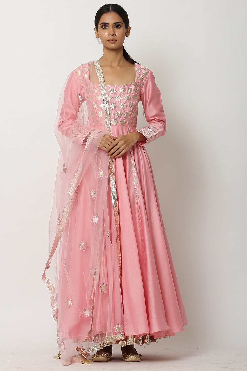 Kalidar Light Pink Kurta Set - Auraya Fashion - Seema Nanda - 