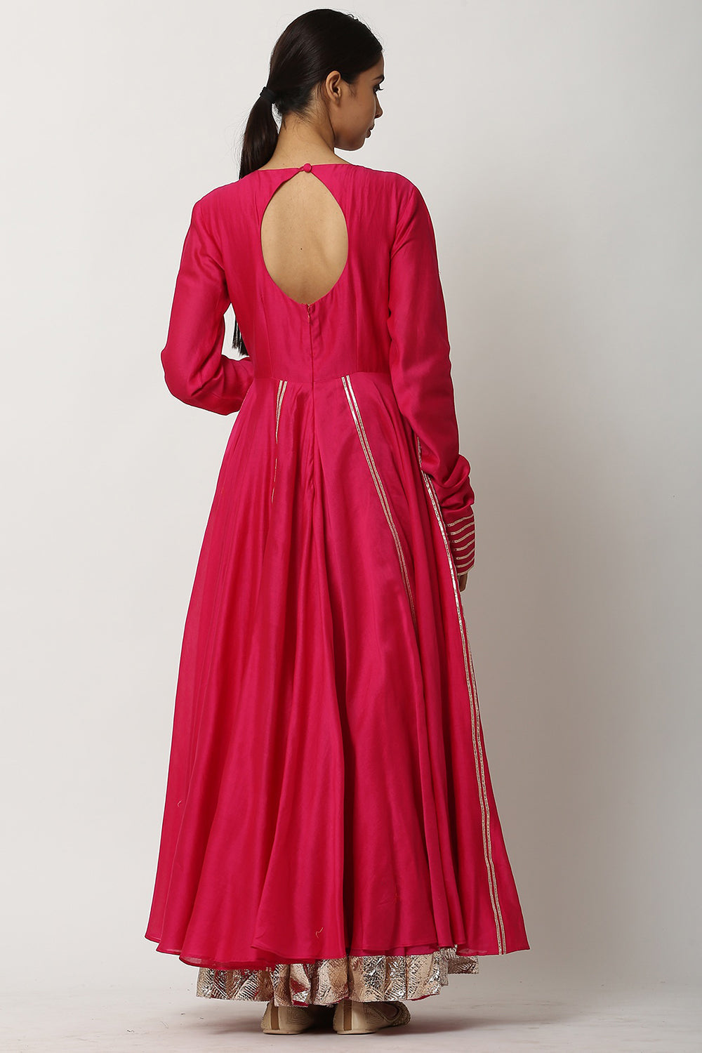 Kalidar Fuchsia Pink Kurta Set - Auraya Fashion 