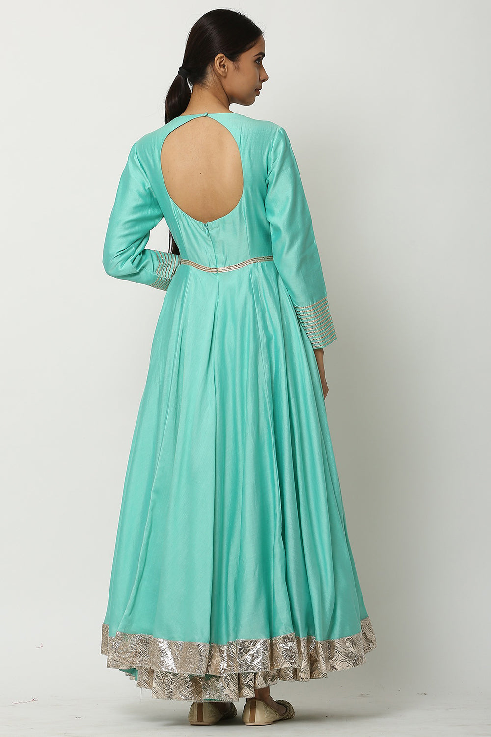 Kalidar Sea Green Kurta Set - Auraya Fashion 