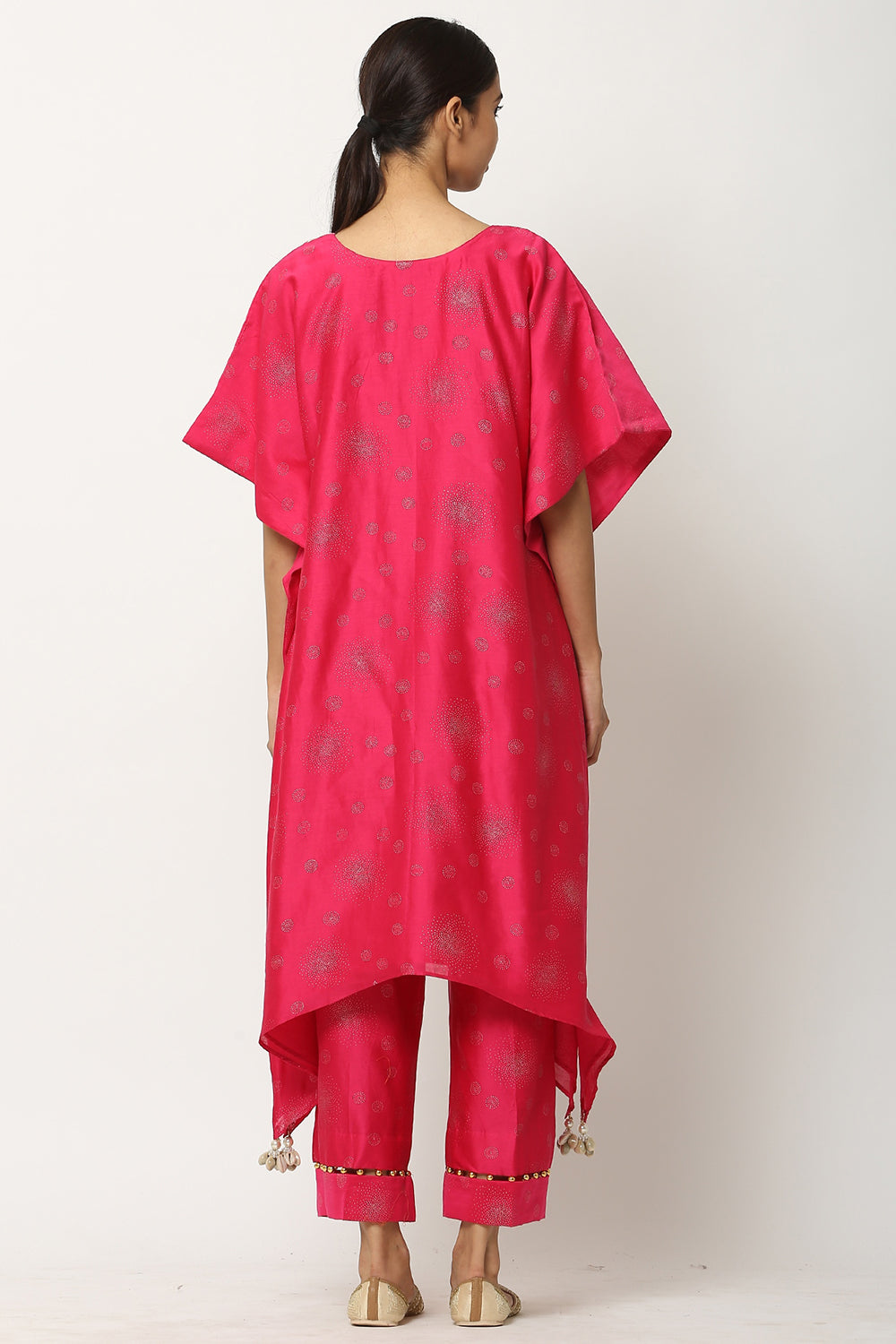 Gota Patti Hot Pink Kaftan Set - Auraya Fashion 