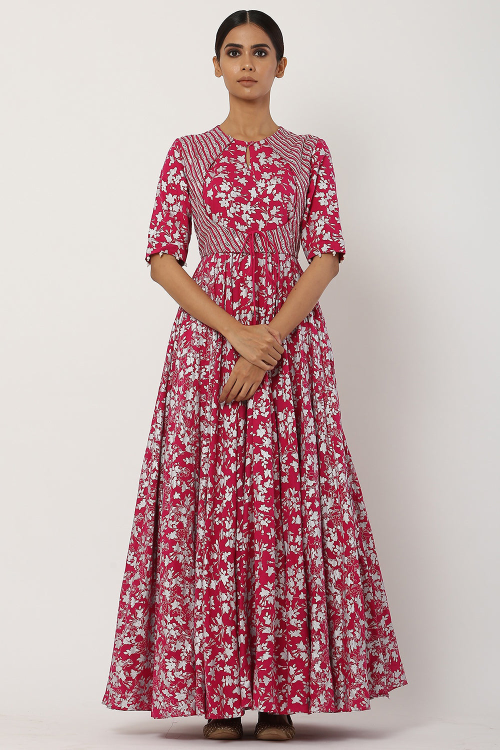 Kalidar Rani Pink Anarkali Set - Auraya Fashion 