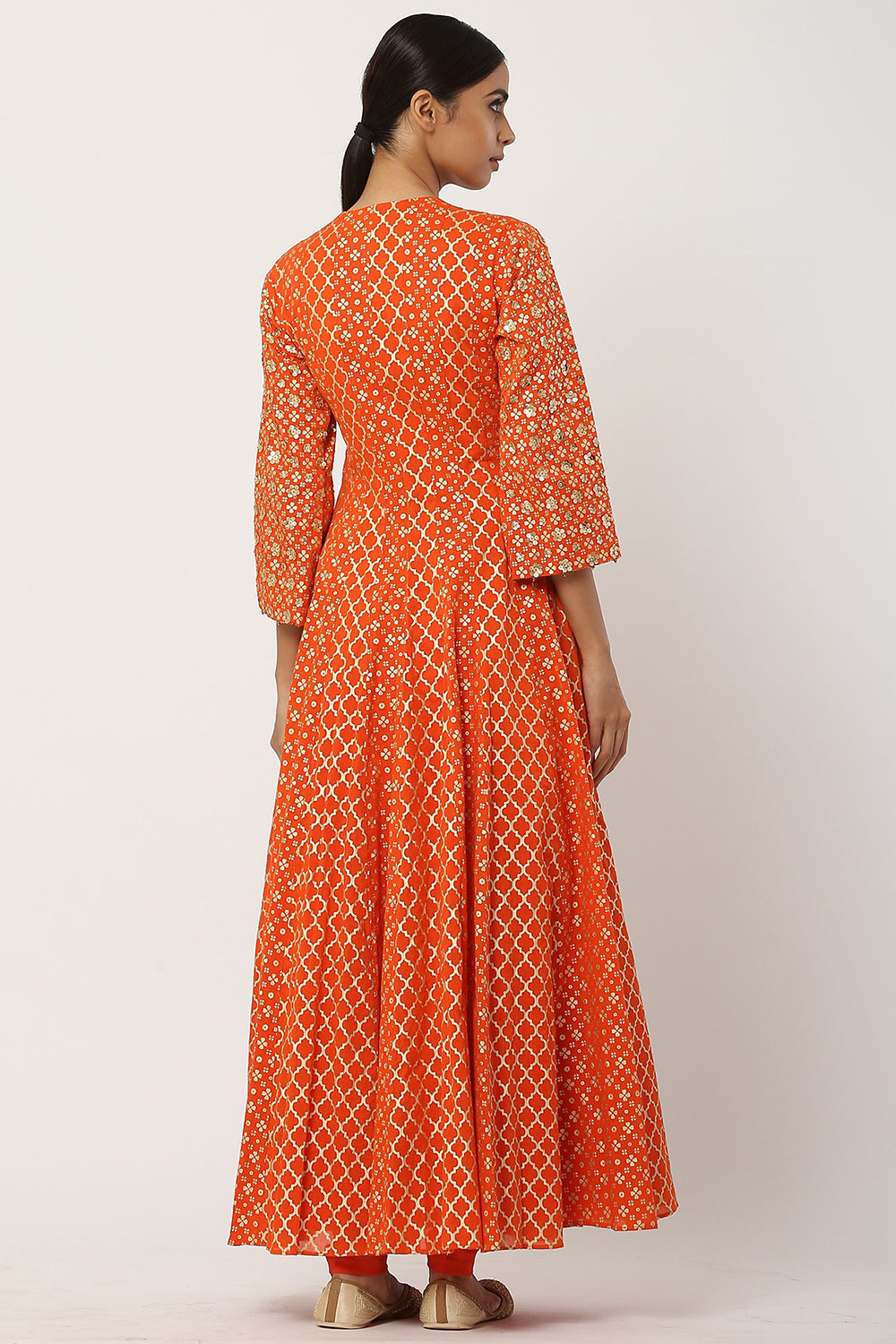 Angrakha Orange Kurta Set - Auraya Fashion 