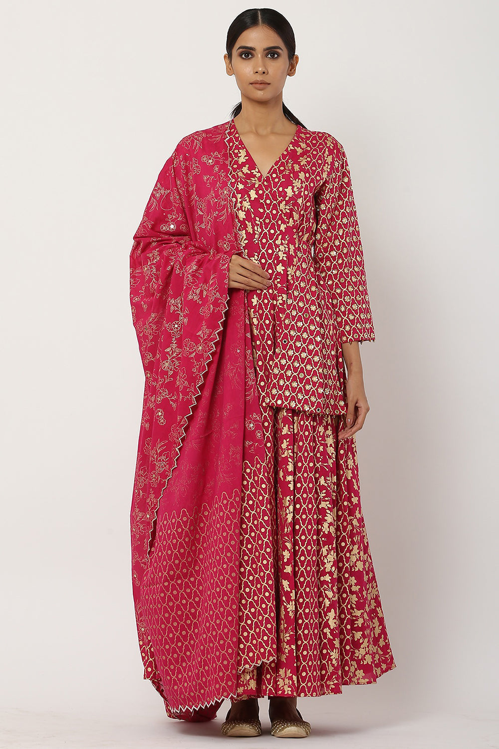 Angrakha Pink Kurta Set - Auraya Fashion - Seema Nanda - 