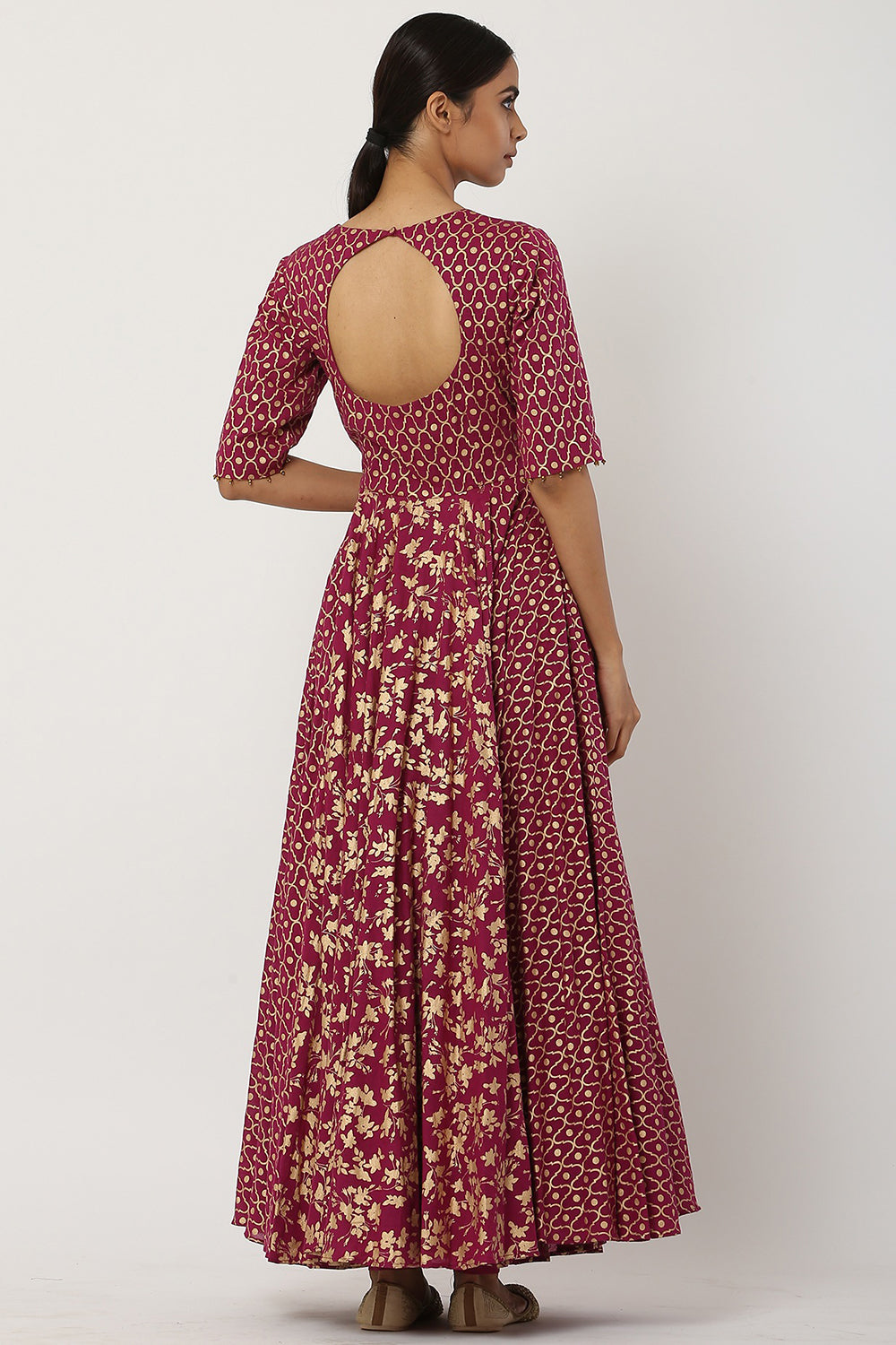 Overlapped Plum Kalidar Anarkali Set - Auraya Fashion 