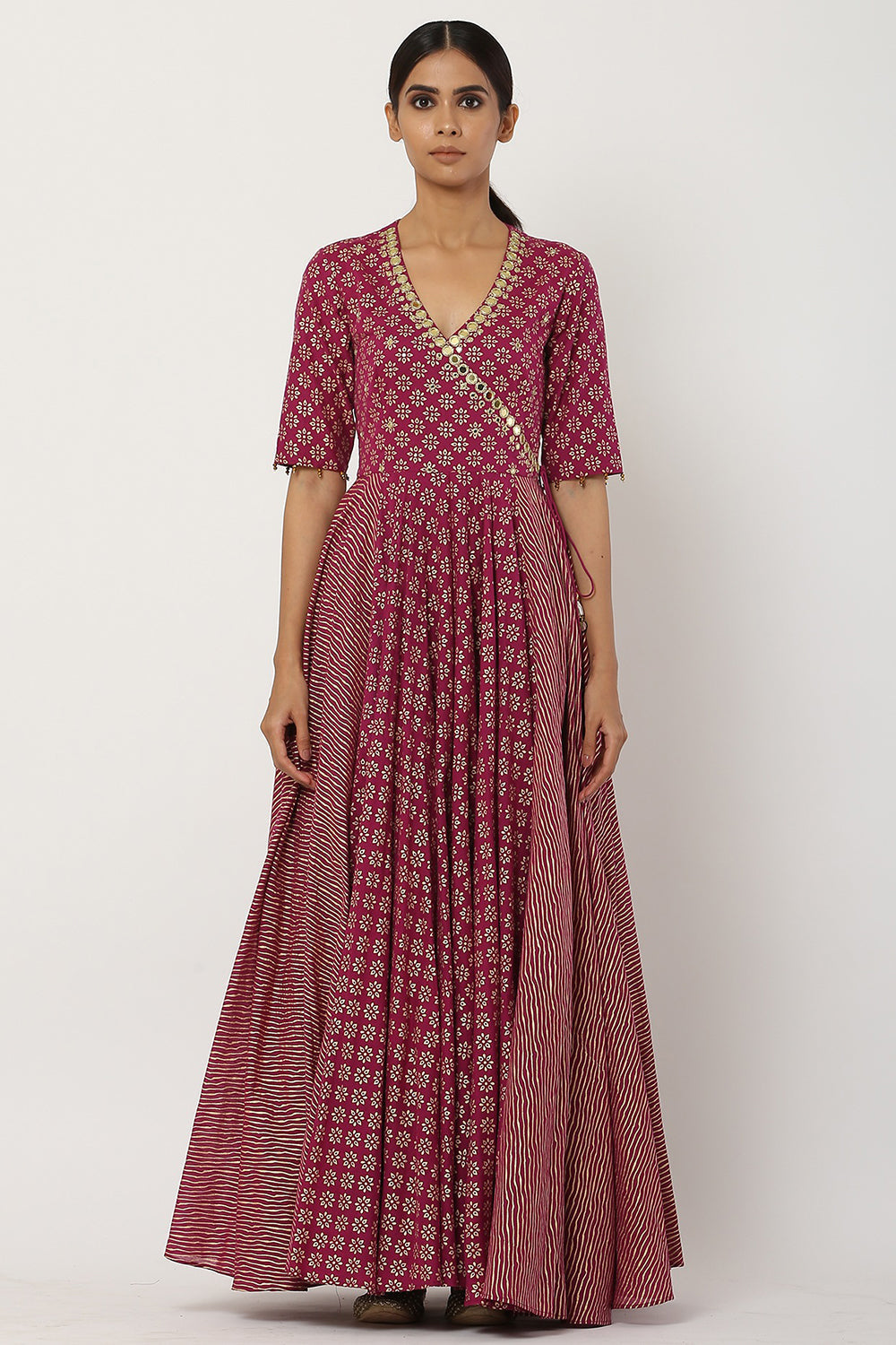 Overlapped Plum Kalidar Anarkali Set - Auraya Fashion 