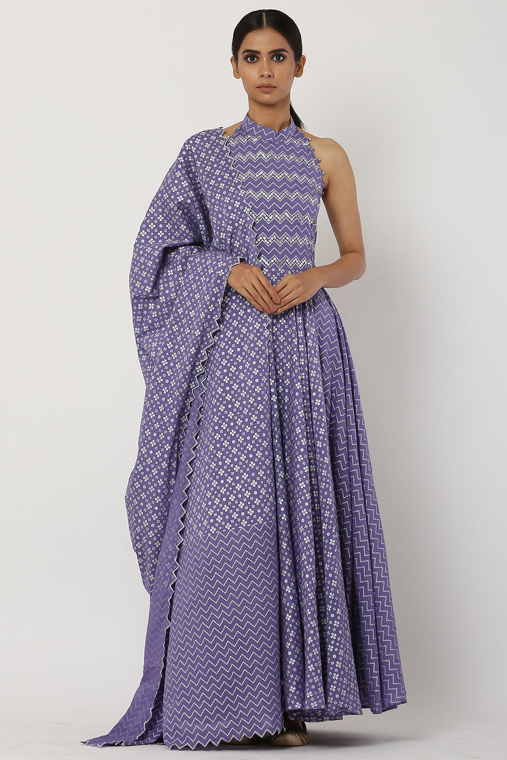 Kalidar Deep Lavender Anarkali Set - Auraya Fashion - Seema Nanda - 