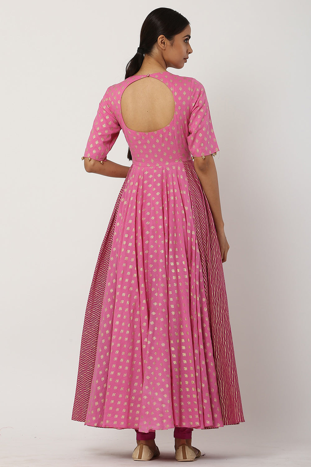 Kalidar Pink Anarkali Set - Auraya Fashion 