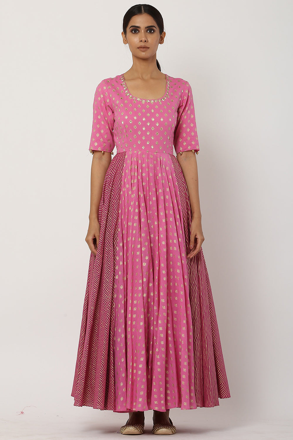 Kalidar Pink Anarkali Set - Auraya Fashion 