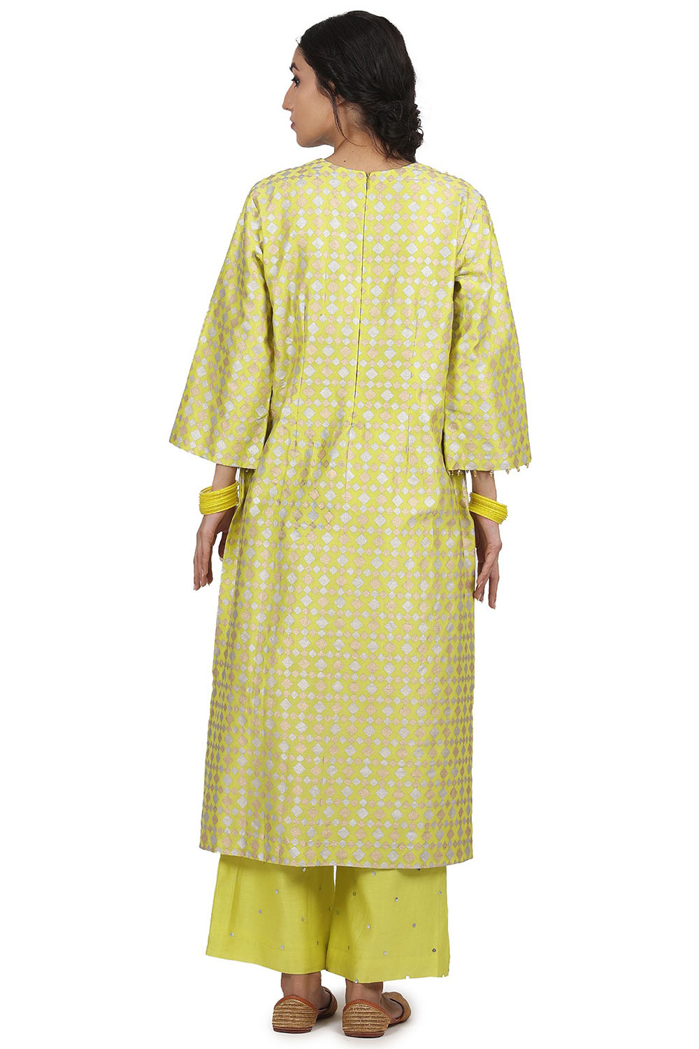 Printed Electric Yellow Kurta Set - Auraya Fashion 