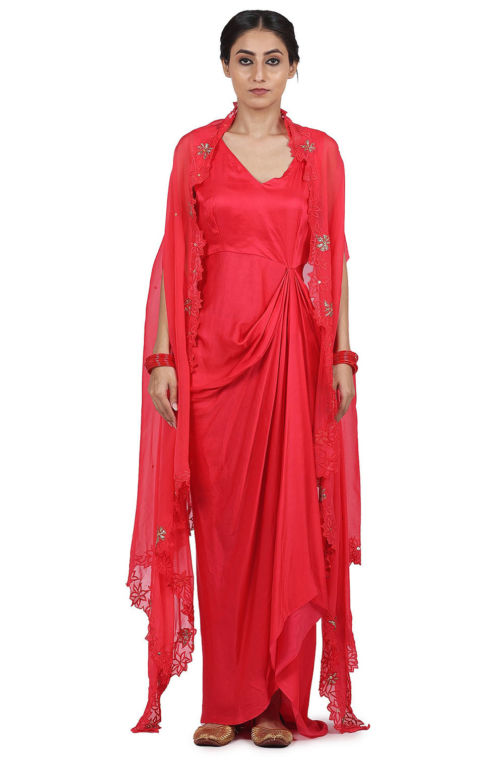 Embroidered Jacket Dress In Strawberry Pink - Auraya Fashion - Seema Nanda - 