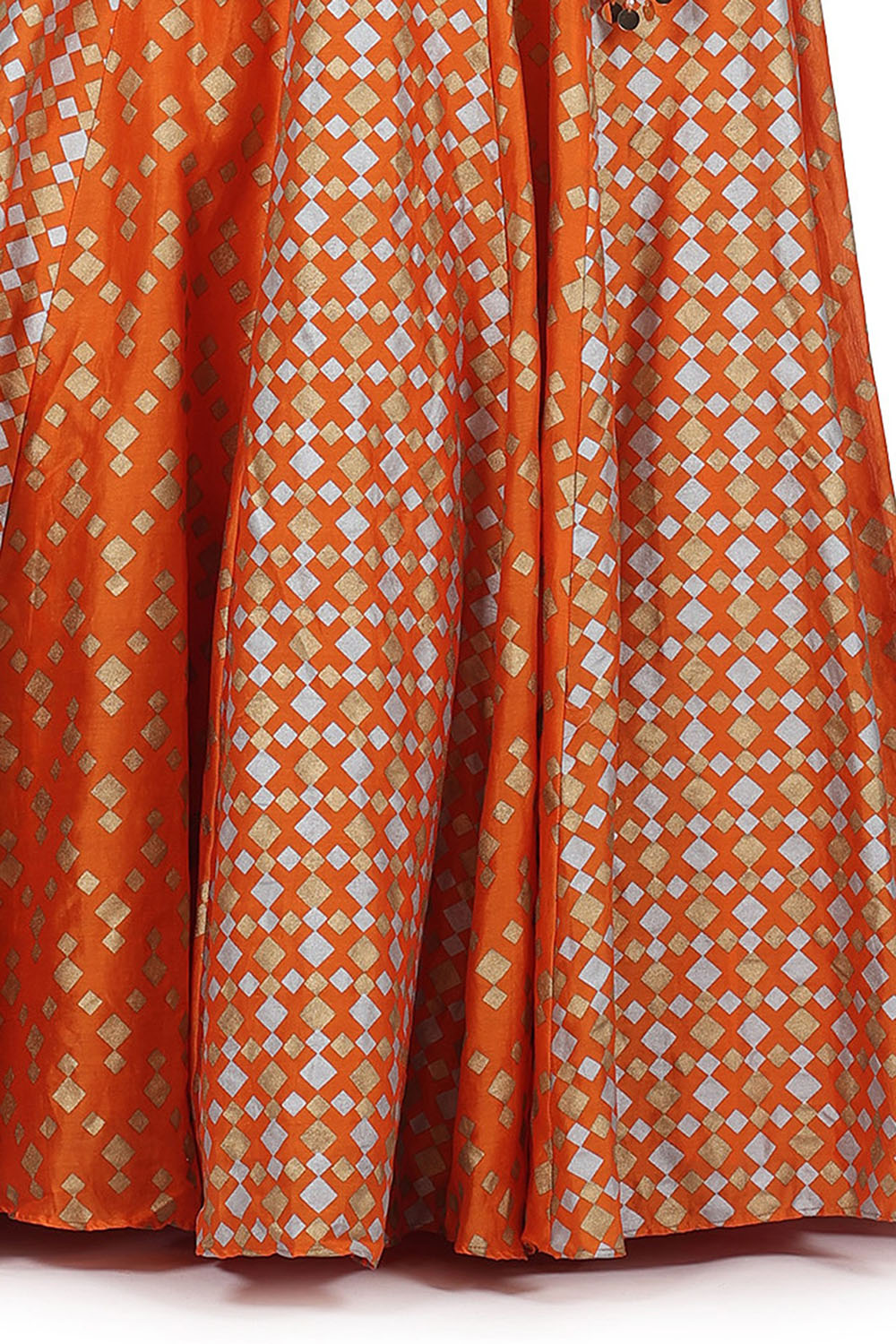 Hand Embroidered Lehenga Set In Orange - Auraya Fashion 