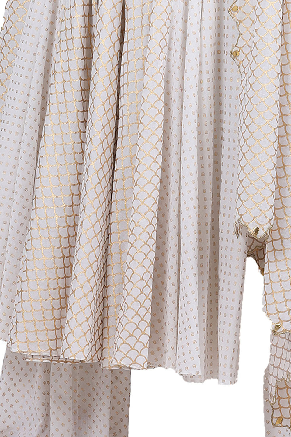 Embroidered Anarkali Set In Ivory - Auraya Fashion 