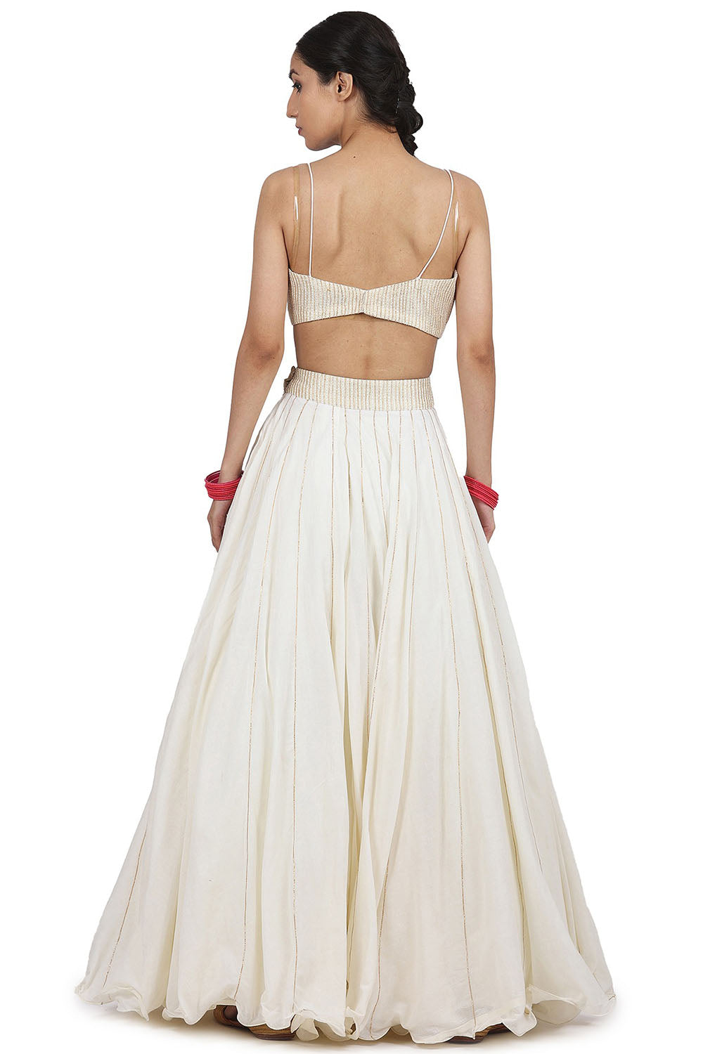 Cotton Mul Lehenga Set In Ivory - Auraya Fashion 