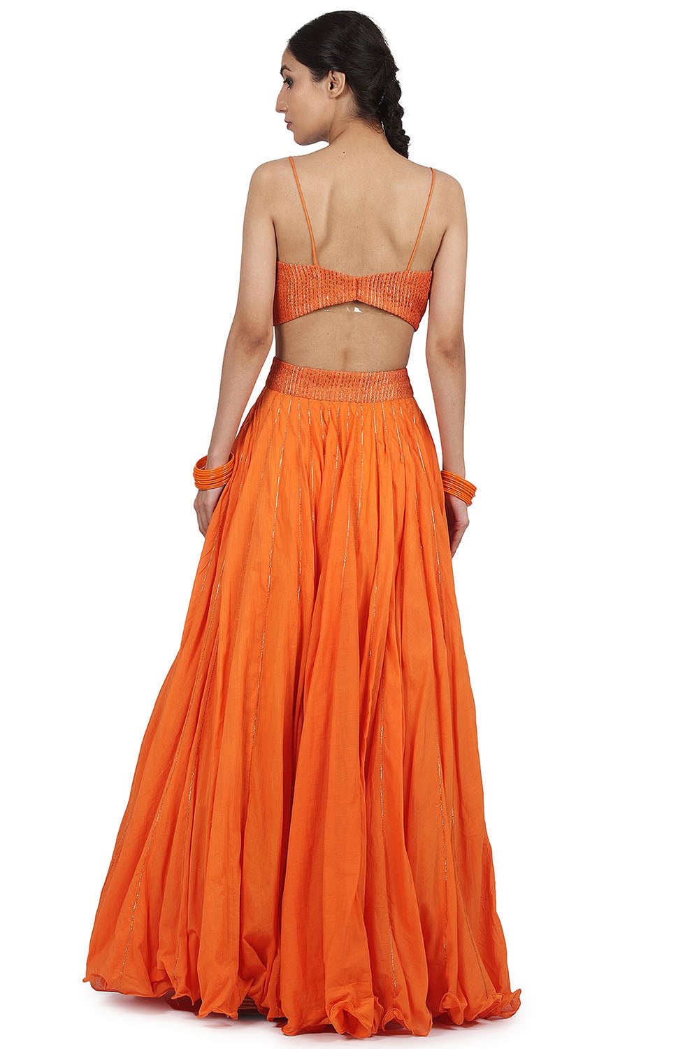 Cotton Mul Lehenga Set In Orange - Auraya Fashion 