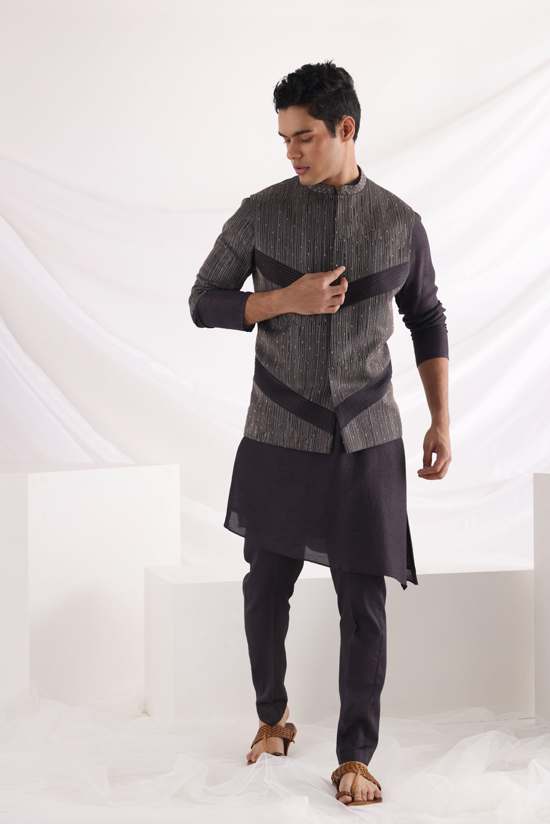 Archer nehru jacket and Adrean zipper kurta set