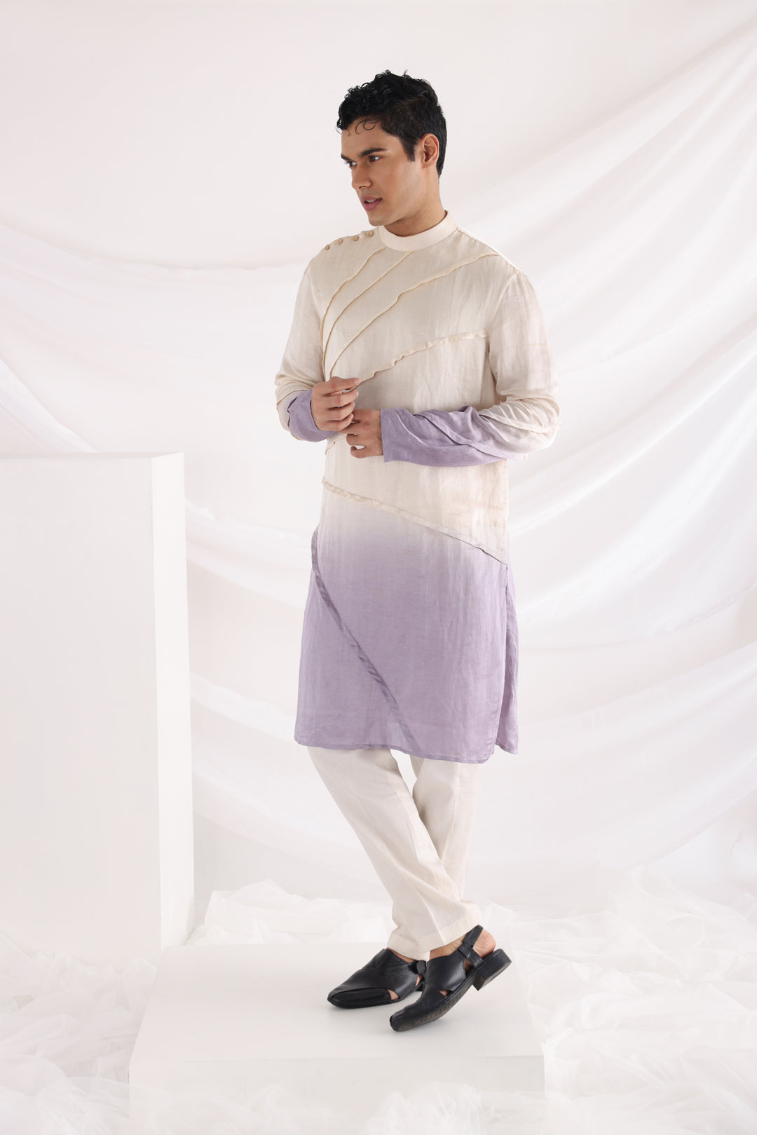 Lavender dream nehru jacket and Amethyst pleated kurta set