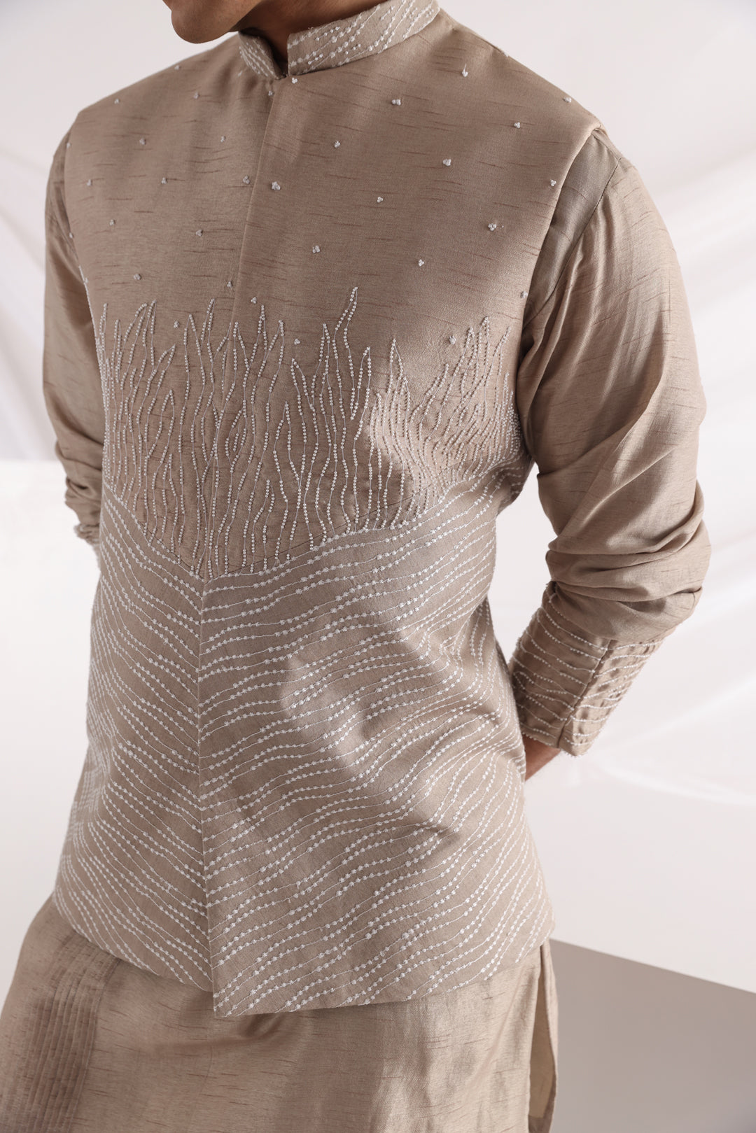 Coastal nehru jacket and Eldoris pleated kurta set