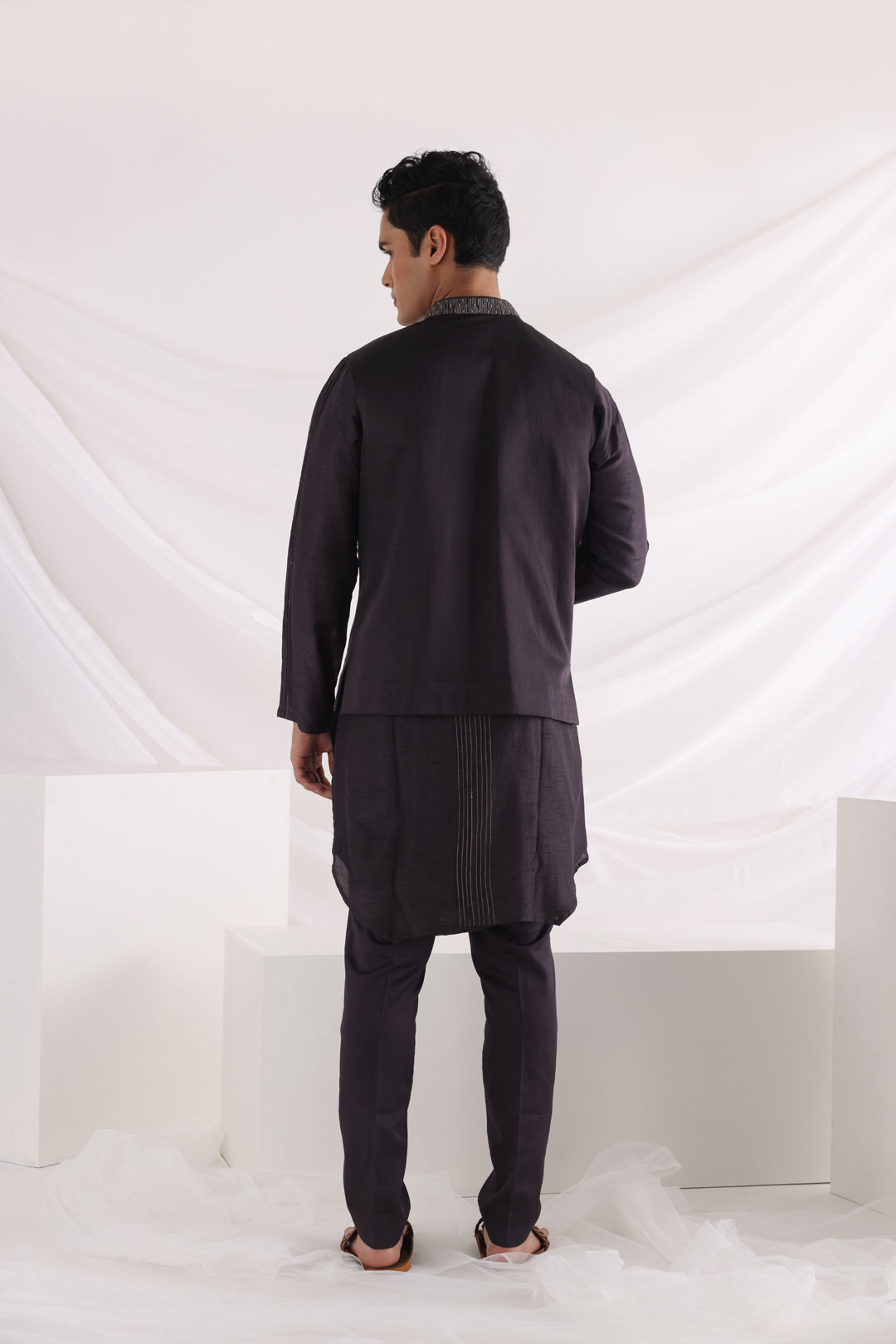 Deep sea nehru jacket and kurta set