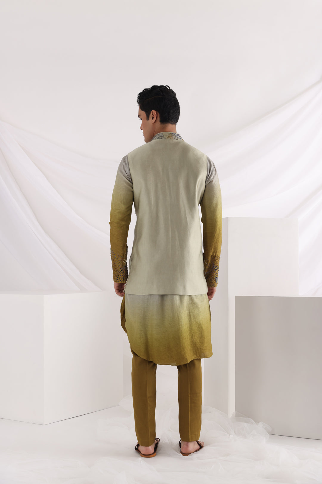 Knot embroidered nehru jacket