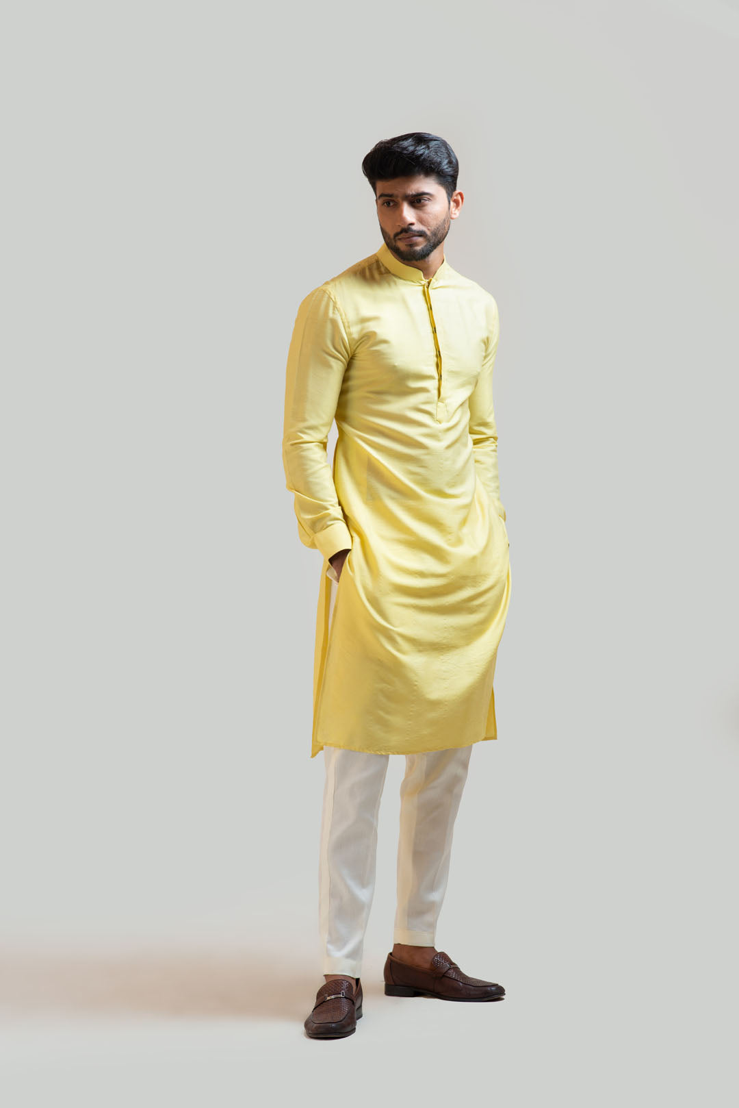Yellow Silk Kurta Set