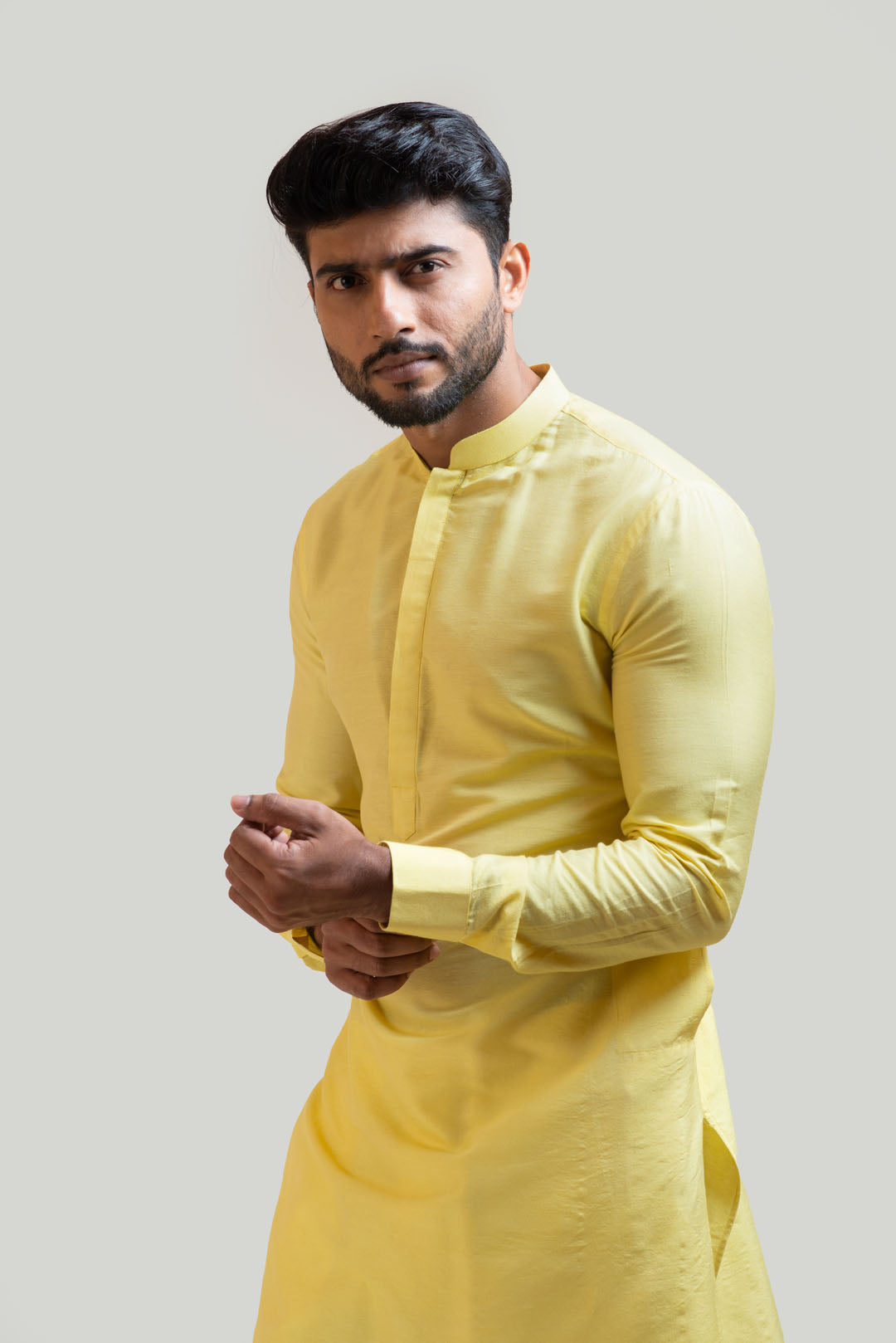 Yellow Silk Kurta Set