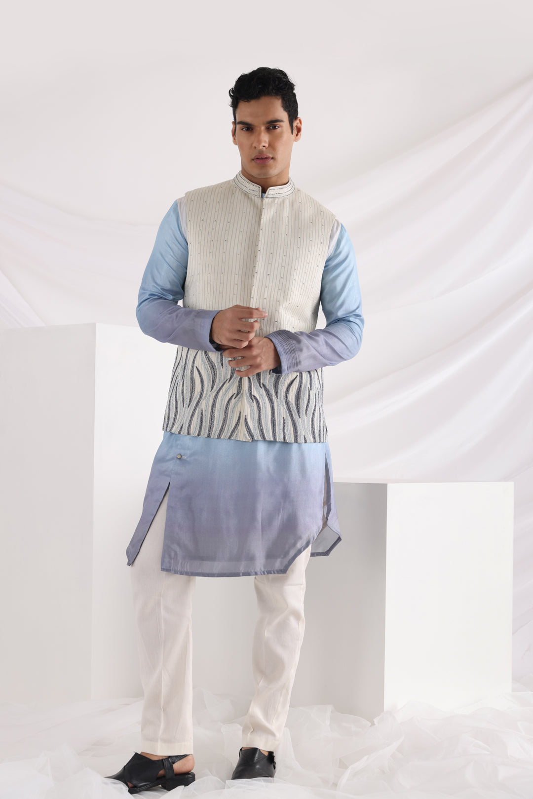 Avel ombre kurta set and Riv nehru jacket