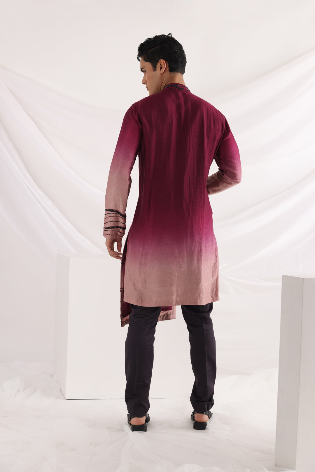 Carmine corded kurta set