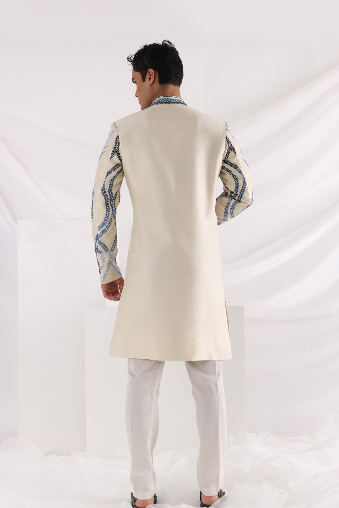 Leaf embroidered sherwani