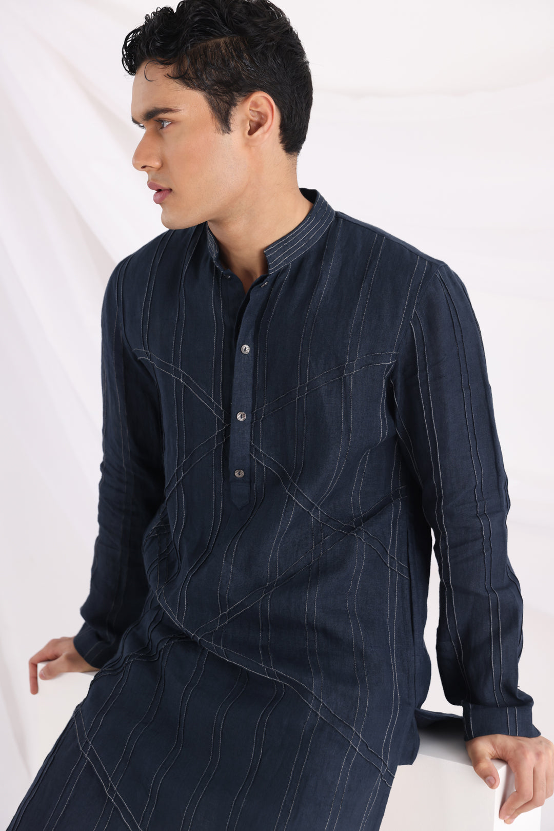 Azure zigzag kurta set