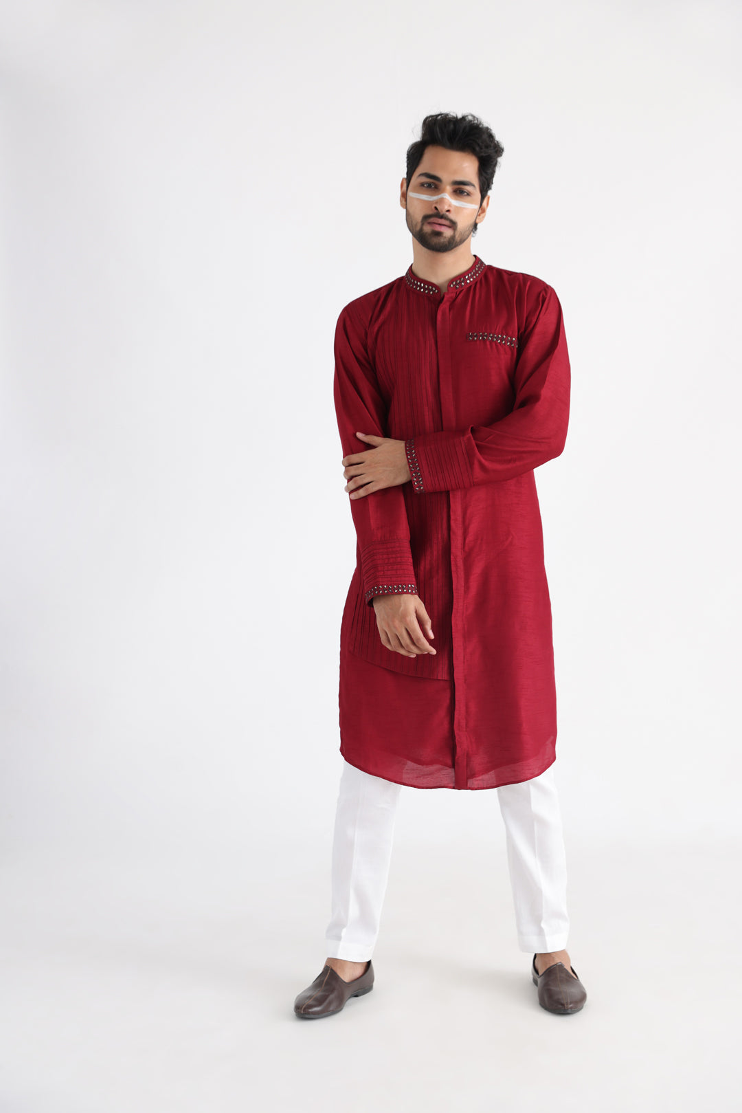 Ahmar brown nehru and maroon kurta set