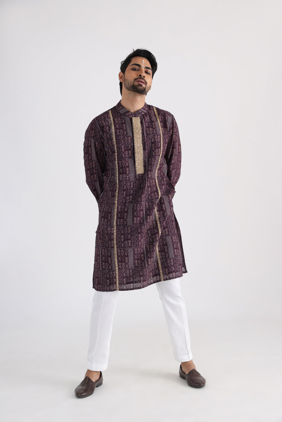 Brown printed kurta set