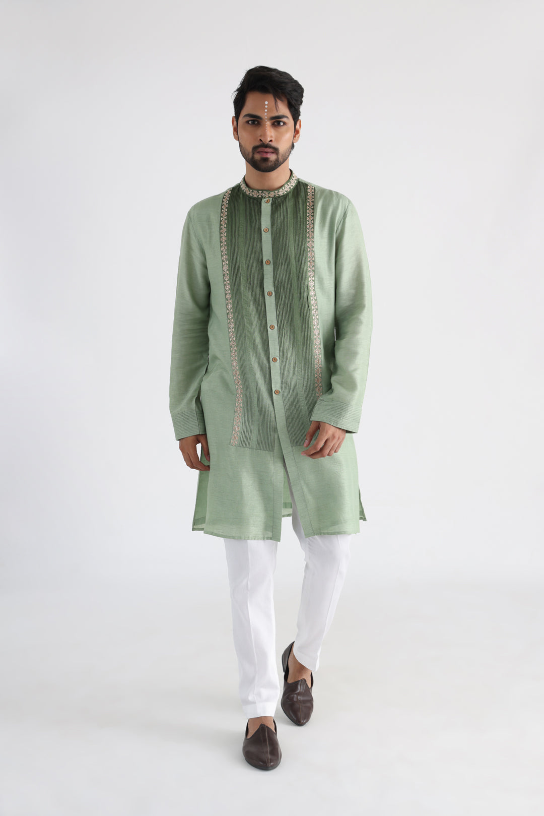green pintuck kurta