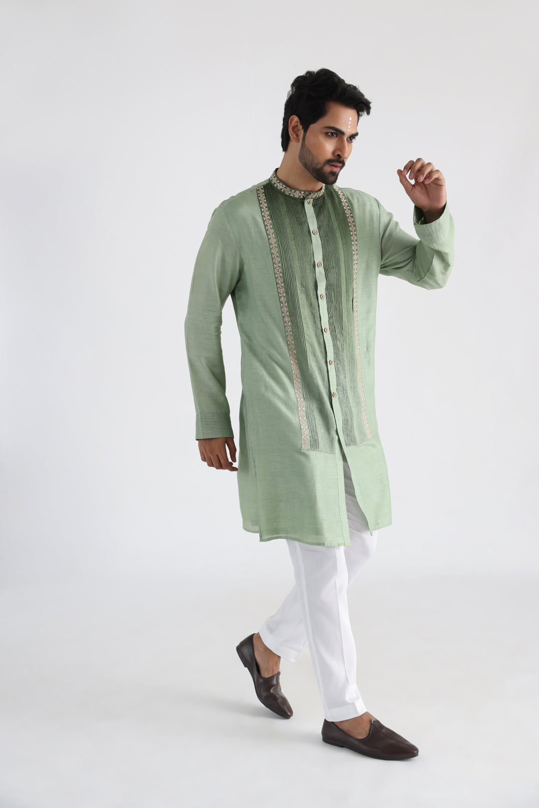 green pintuck kurta