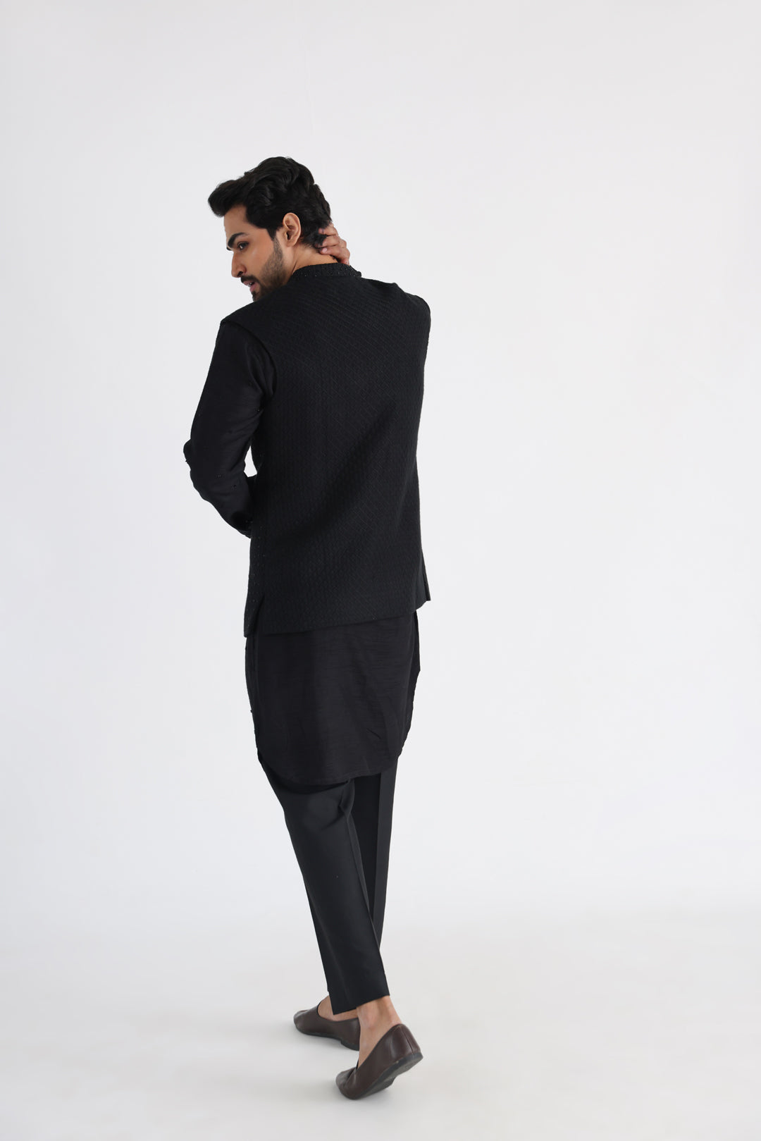 Adeem black nehru and kurta set