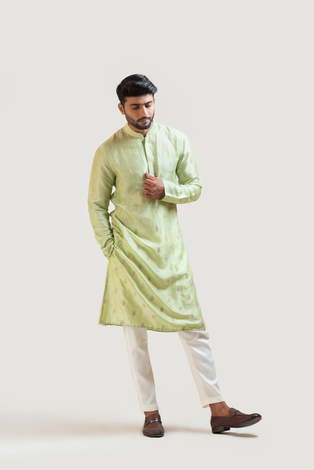 Pastel Green Embroidered Kurta Set