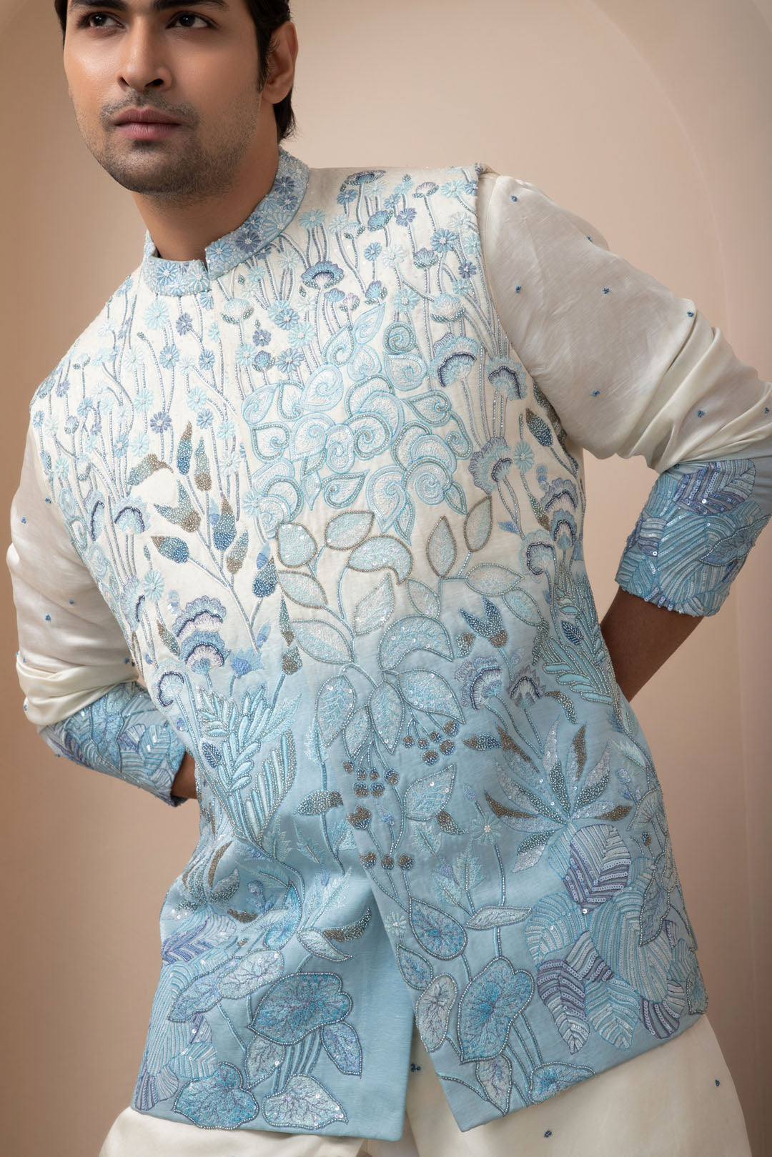 Arctic Pearl Nehru and Kurta Set