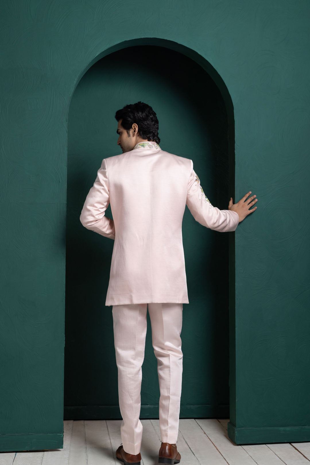 Pastel Lotus Embroidered Bandhgala