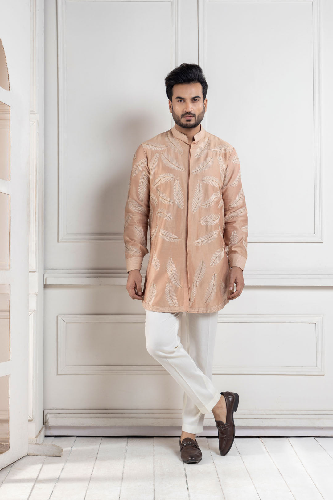 Golden Palm Silk Kurta
