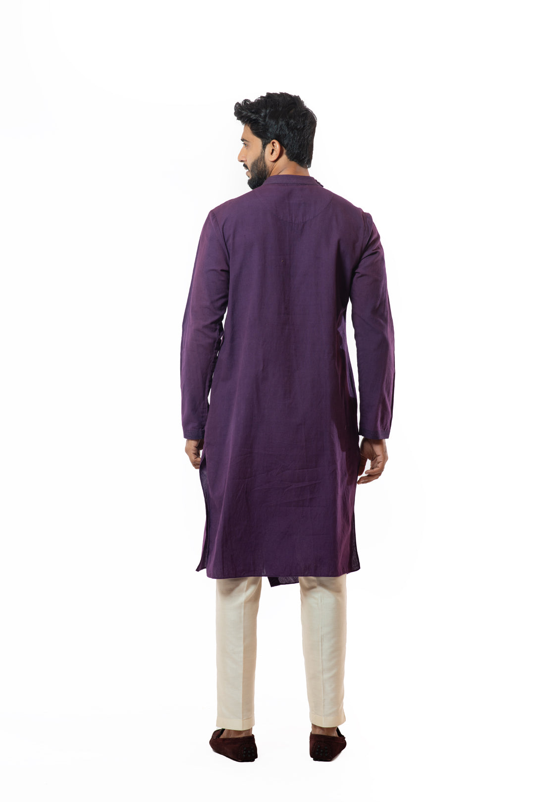 Plum draped kurta set