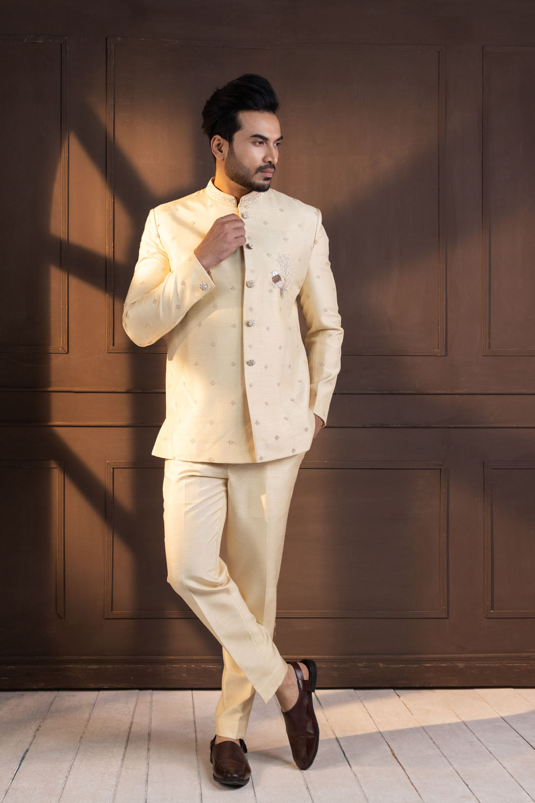 Ivory Embellished Bandhgala Suit