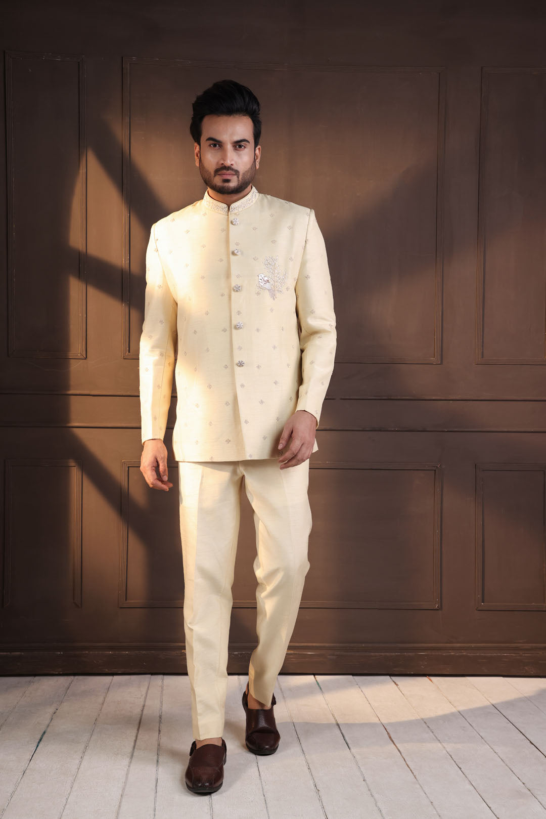 Ivory Embellished Bandhgala Suit