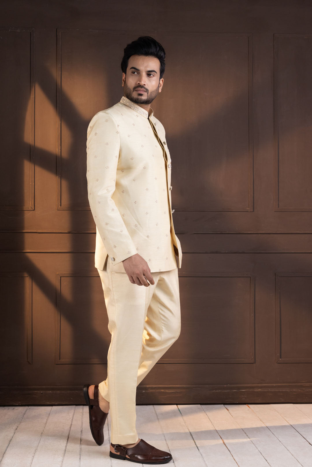 Ivory Embellished Bandhgala Suit