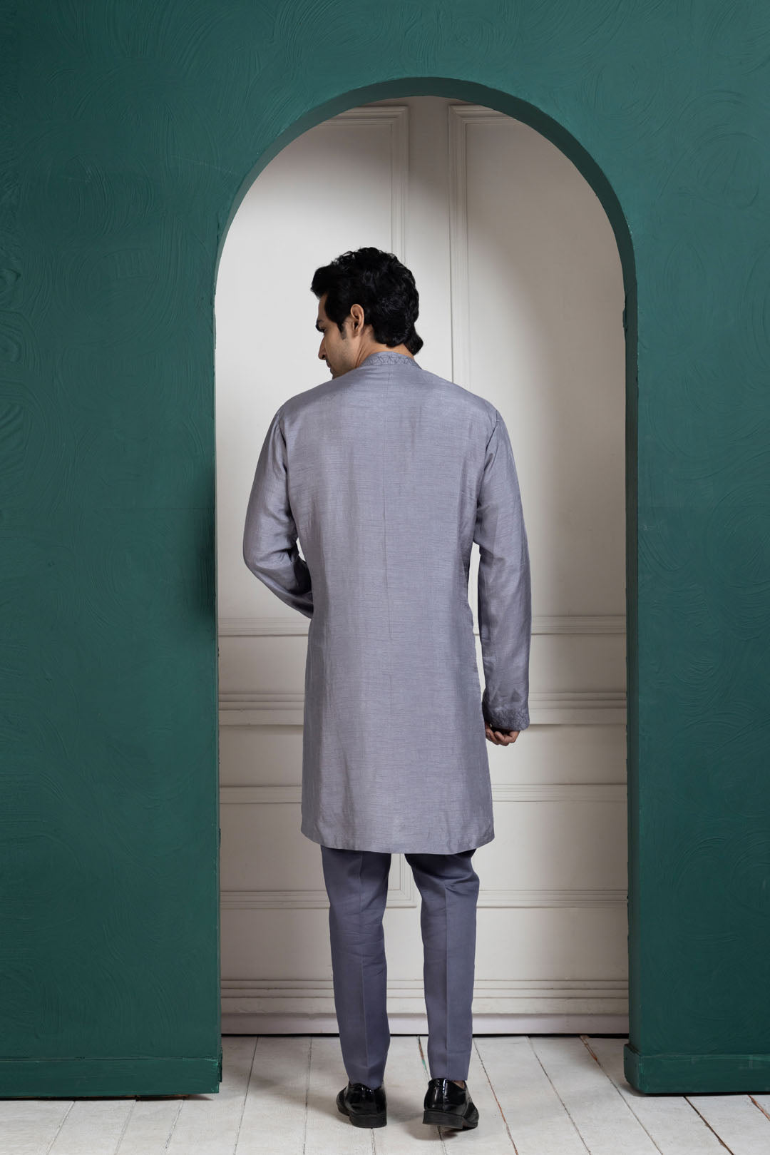 Silver Intricate Embroidered Kurta