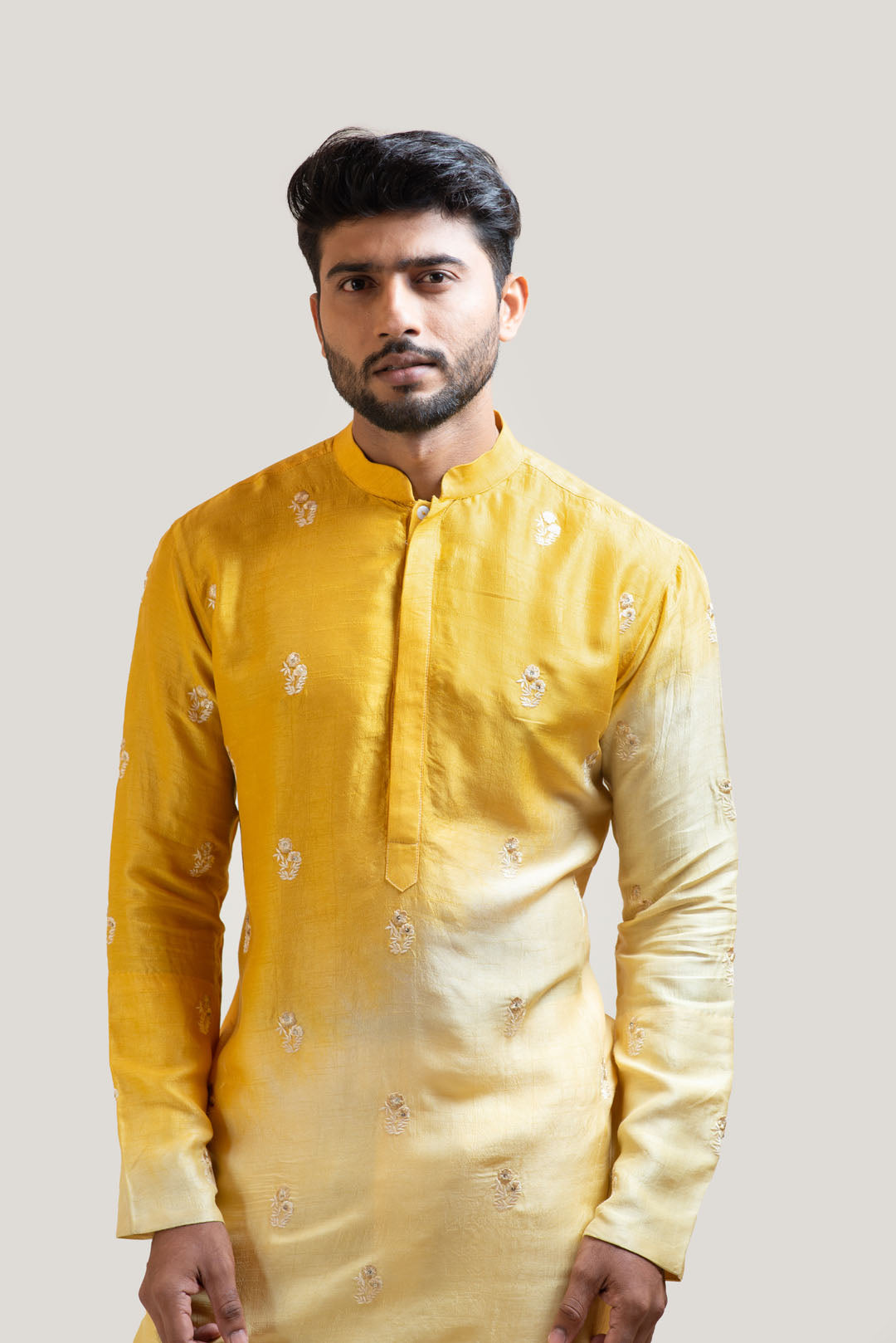 Ombre Yellow Embroidered Kurta Set