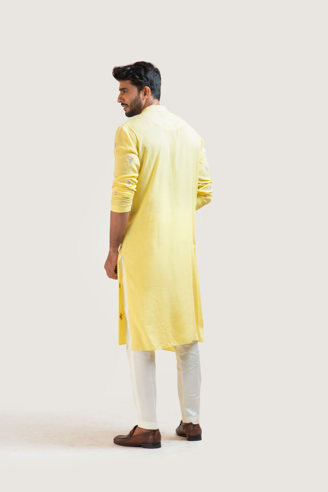 Yellow Floral Motif Kurta Set