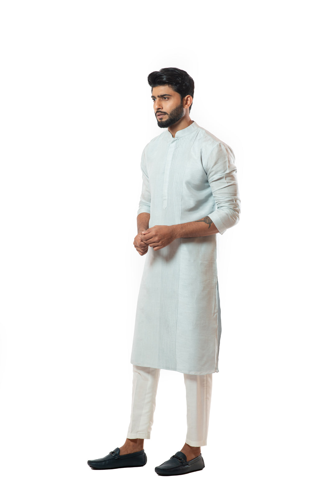 Ice blue pintuck straight kurta set