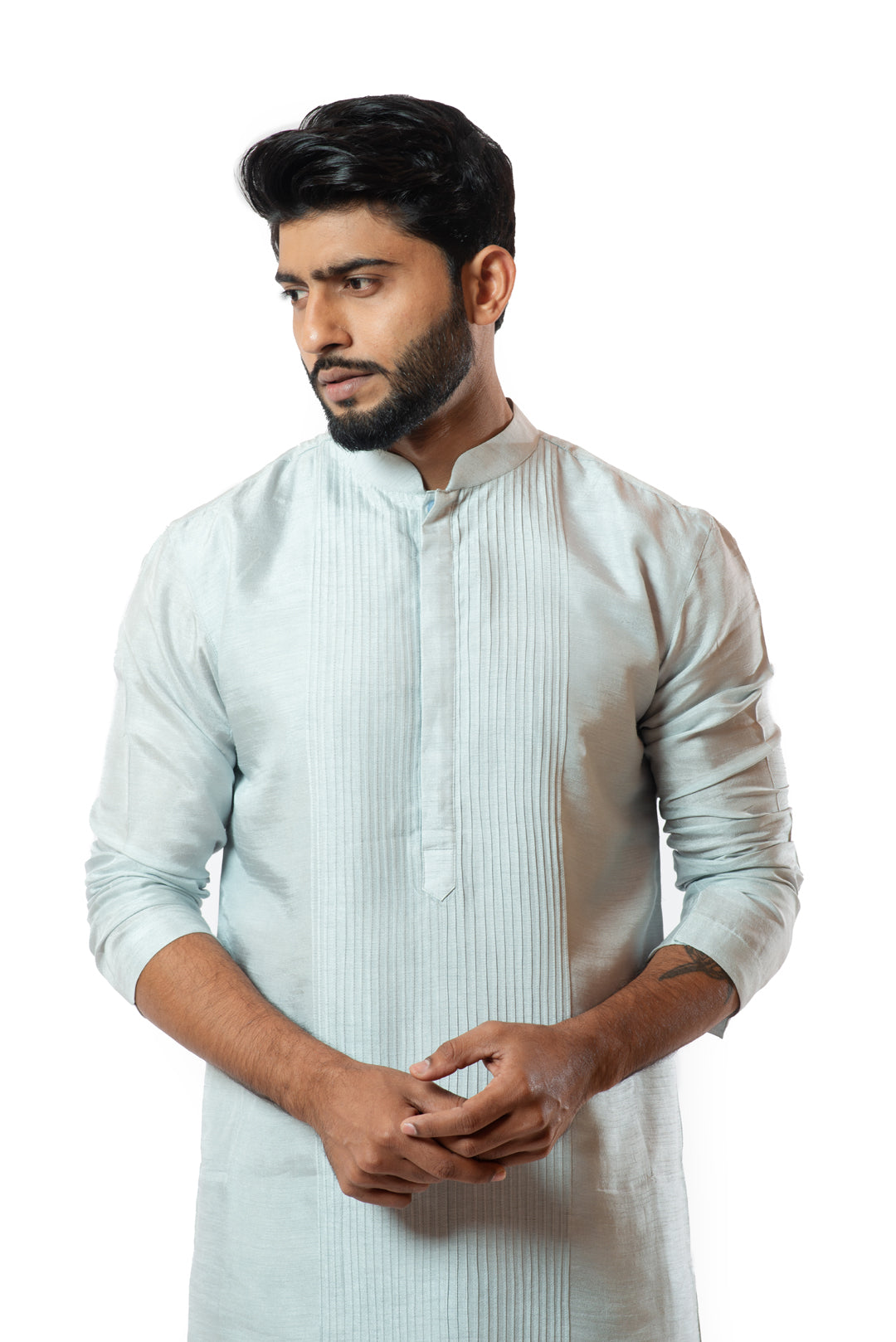 Ice blue pintuck straight kurta set
